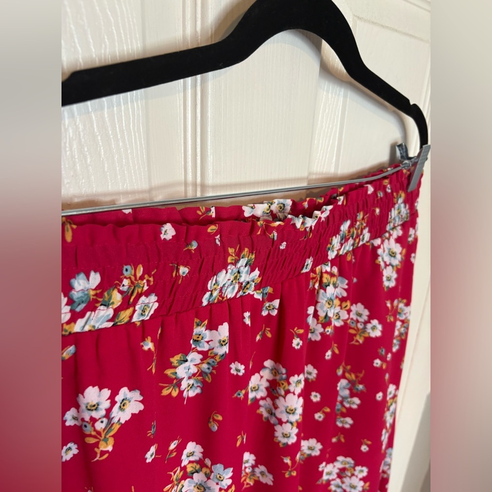 LOFT Red Floral Midi Skirt - Picture 8 of 13